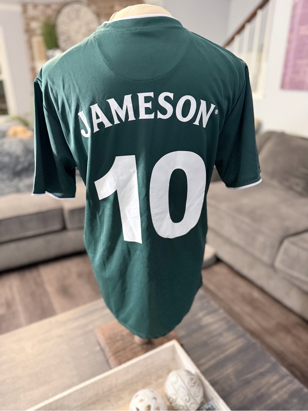 Jameson Soccer Green and White Jersey 10 (Unisex)
